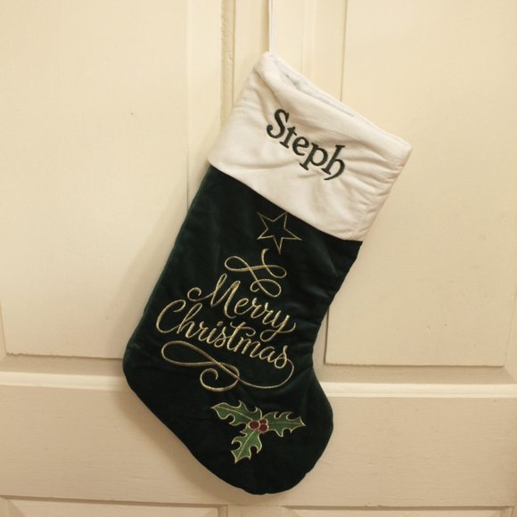 Velvet Embroidered Christmas Stocking- Personalized Steph - Picture 2 of 2